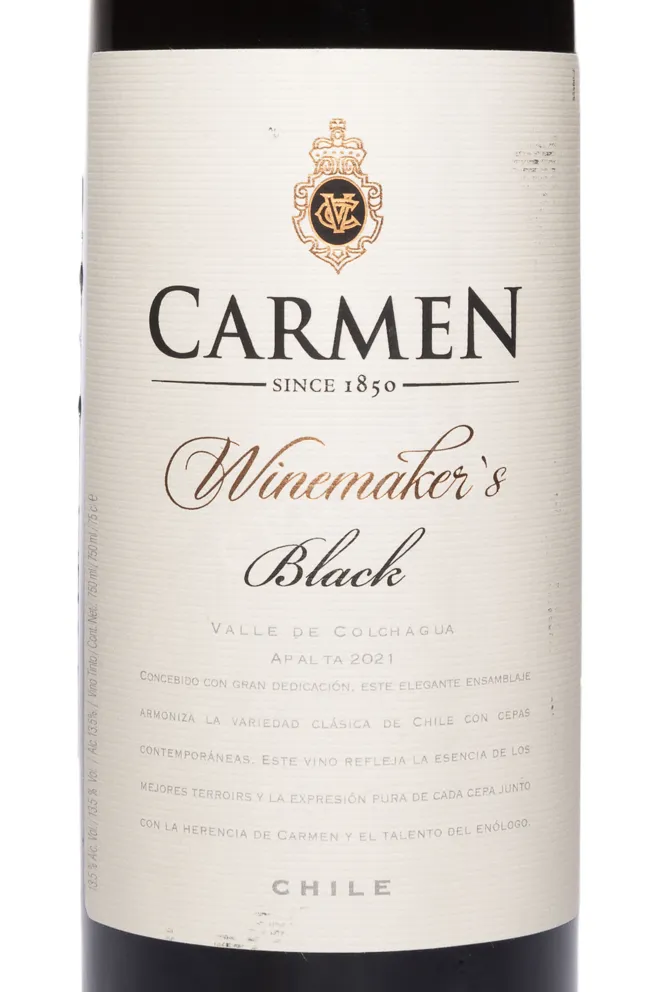 Этикетка Carmen Winemaker's Black 2021 0.75 л