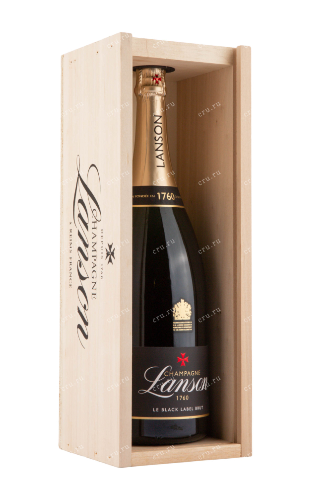 Подарочная коробка игристого вина Lanson Le Black Label Brut 1.5 л