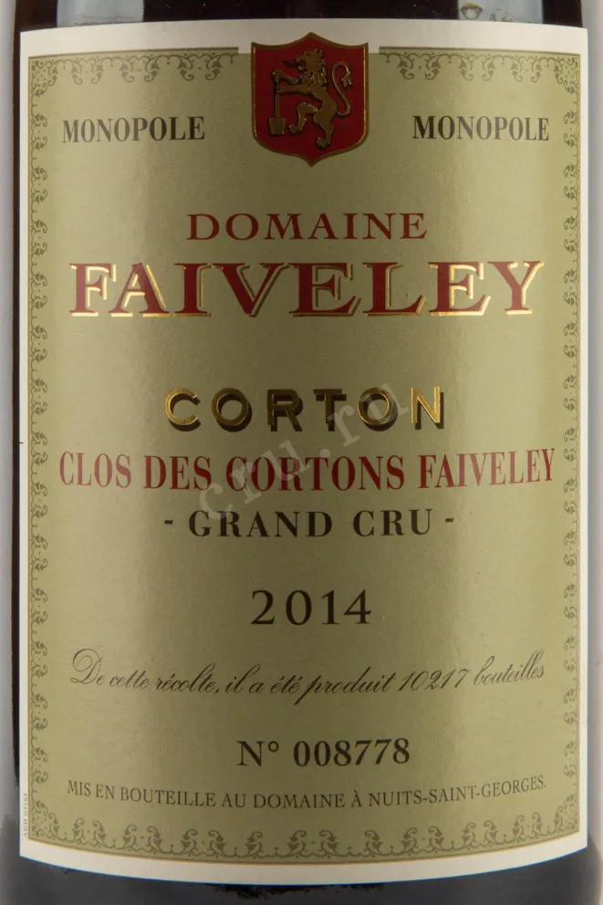 Этикетка Corton Gran Cru Clos de Corton Faiveley Domaine Faiveley 2014 0.75 л