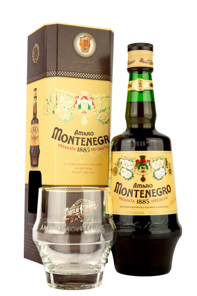 Ликер Amaro Montenegro in gift box with glass  0.7 л
