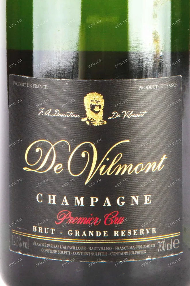 Этикетка De Vilmont Brut Grande Reserve Premier Cru gift box 2018 0.75 л