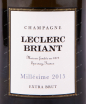 Этикетка игристого вина Leclerc Briant Millesime 2015 0.75 л