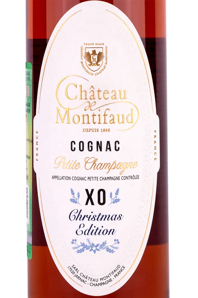 Этикетка Petite Champagne Chateau de Montifaud Christmas Edition in tube  2002 0.5 л