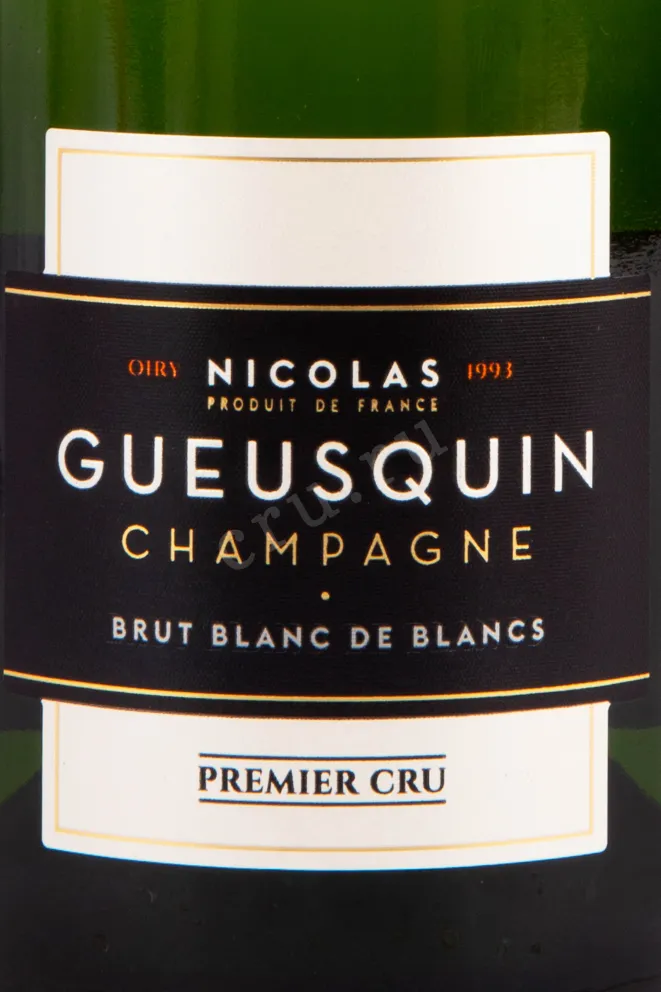 Этикетка игристого вина Nicolas Gueusquin Premier Cru Brut Blanc de Blancs 0.75 л