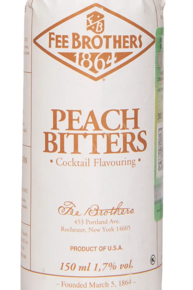 Этикетка Fee Brothers Peach 0.15 л