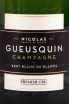 Этикетка игристого вина Nicolas Gueusquin Premier Cru Brut Blanc de Blancs 0.75 л