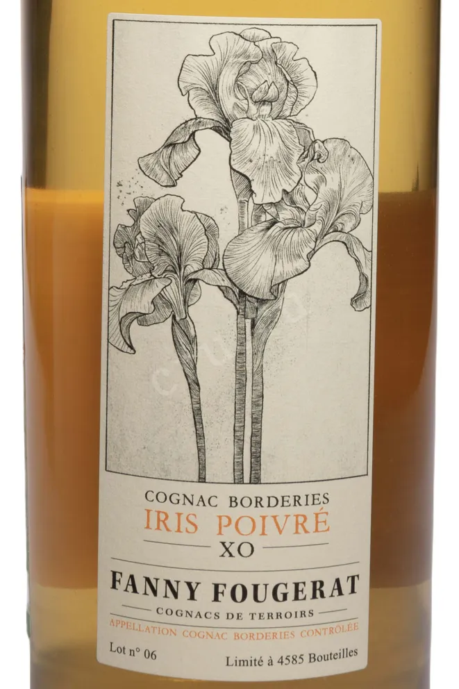 Этикетка Fanny Fougerat Iris Poivre XO Borderies in gift box 0.7 л