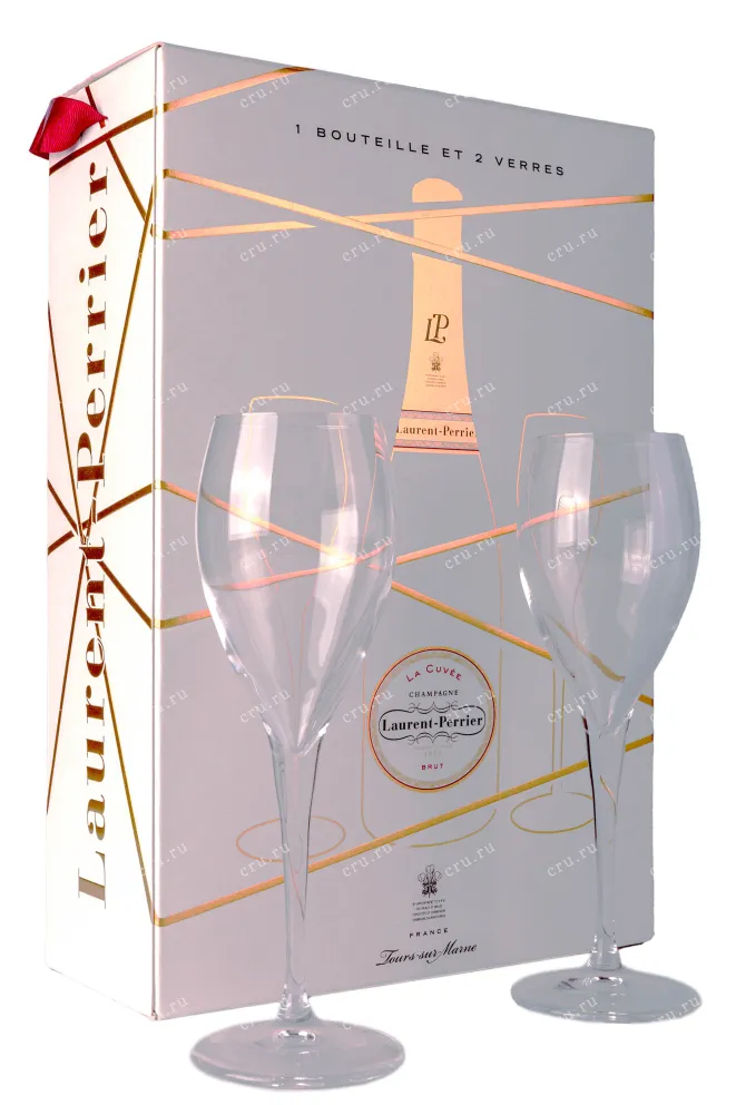 Набор с бокалами Laurent-Perrier Brut Cuvee gift box with 2 glasses 0.75 л
