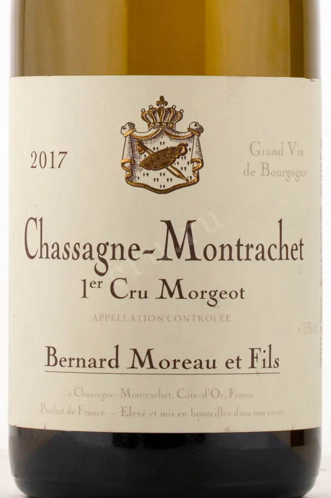 Этикетка вина Chassagne-Montrachet Cru Morgeot Bernard Moreau et Fils 2017 0.75 л