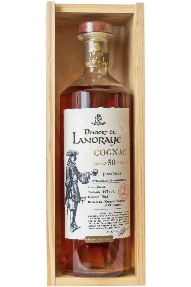 В деревянной коробке Deniort de Lanoraye Fins Bois XO 50 Y.O wooden box 1974 0.7 л