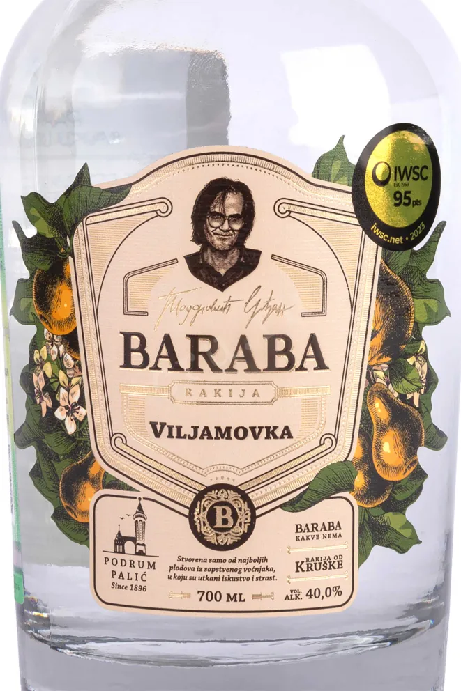 Этикетка Rakija Baraba  Viljamovka 0.7 л