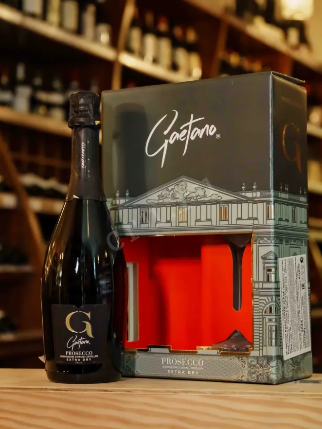 В магазине Крю Профи Gaetano Prosecco Extra Dry DOC in gift box with 1 glass 2024 0.75 л