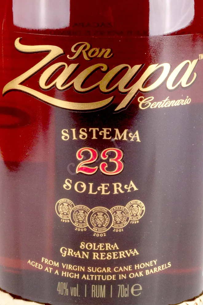 Этикетка Zacapa Centenario Solera Gran Reserva 23 in gift box + 2 glasses  0.7 л