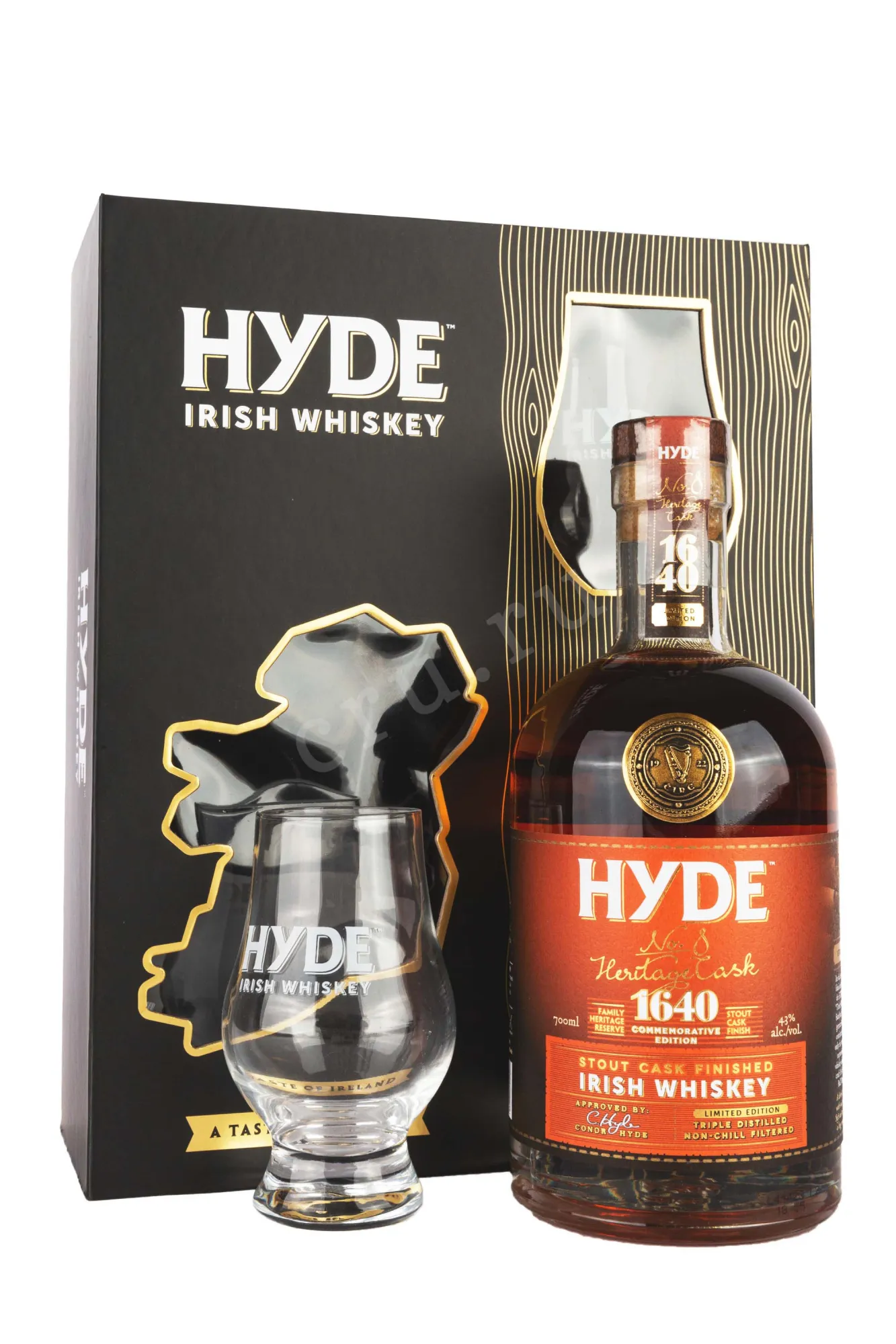 Фото — Виски Hyde №8 Stout Cask Finish in giftset with 2 glasses  0.7 л