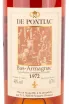 Этикетка арманьяка Де Понтьяк 1972 0.7