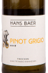Вино Hans Baer Pinot Grigio 2018 0.75 л