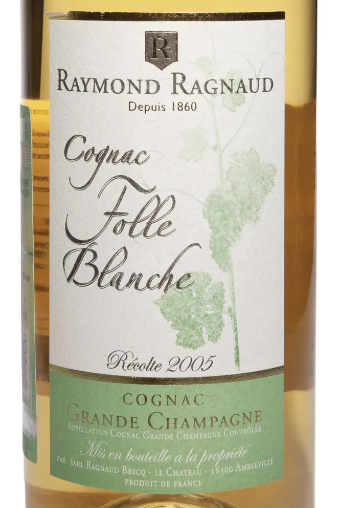 Этикетка Raymond Ragnaud Grande Champagne Folle Blanche Millesime in tube 2005 0.7 л