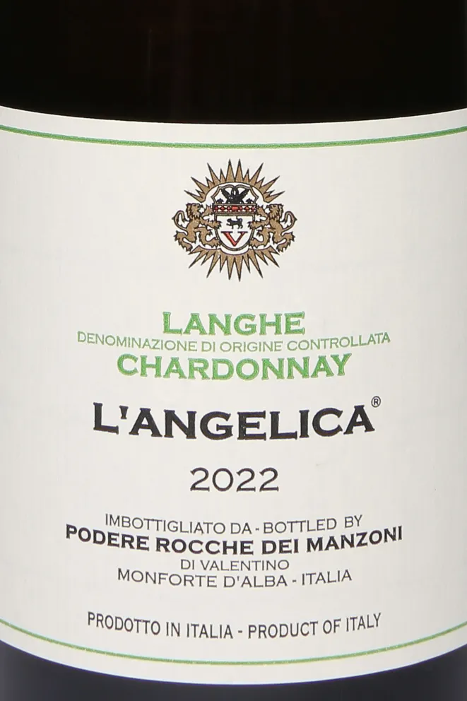 Этикетка Rocche Dei Manzoni L'Angelica Langhe Chardonnay DOC 2022 0.75 л