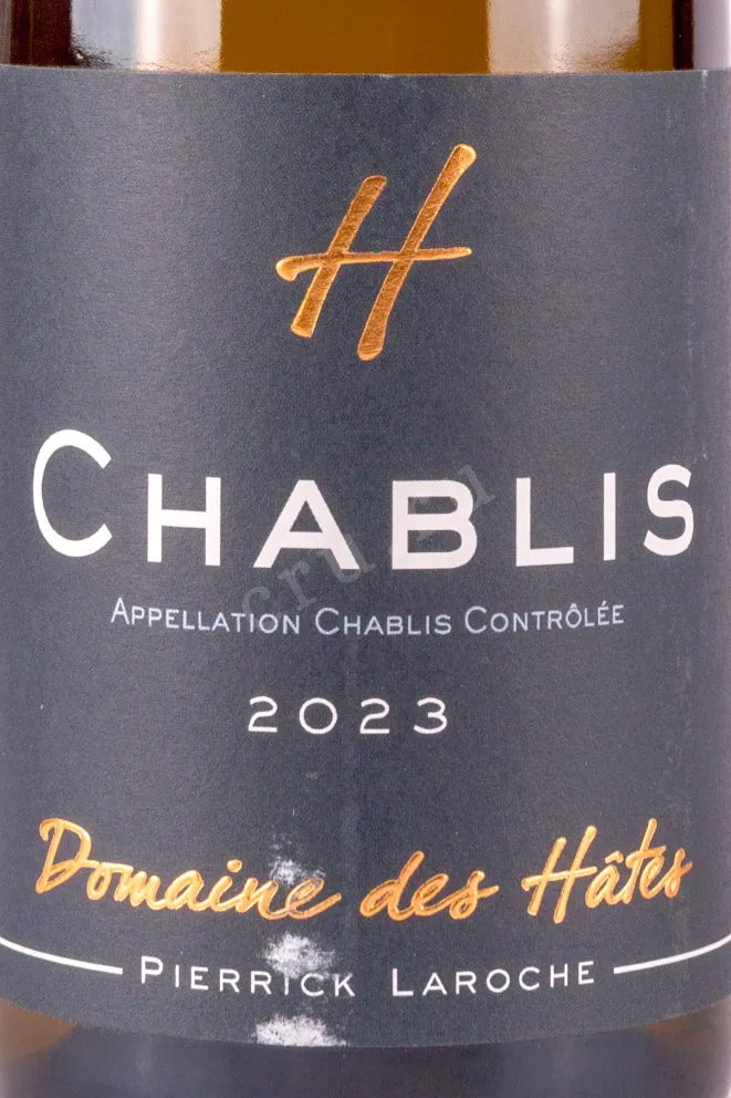 Этикетка Domain des Hates Chablis 2023 0.375 л