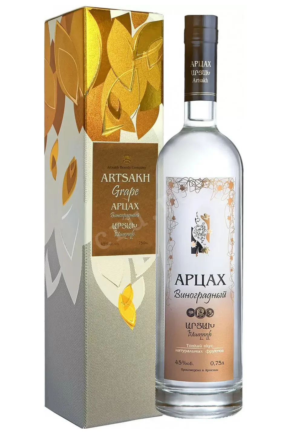 Фото — Водка Арцах Виноградная в подарочной упаковке  0.5 л