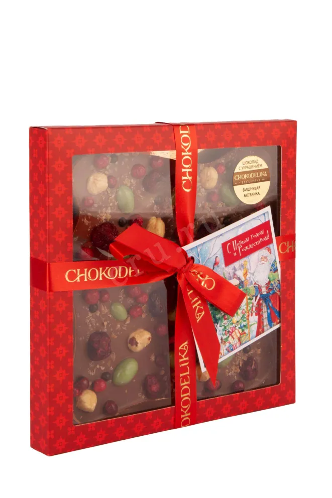 Шоколад Чокоделика «Вишнёвая мозаика» молочный с украшением 180 г