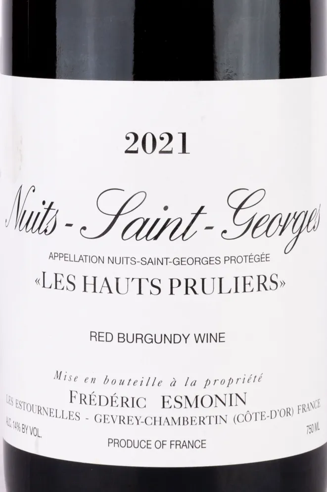 Этикетка Nuits-Saint-Georges Frederic Esmonin Les Hauts Pruliers 2021 0.75 л