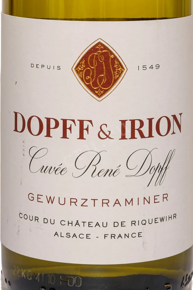 Этикетка Cuvee Rene Dopff Gewurztraminer Tradition Alsace AOC 2022 0.75 л
