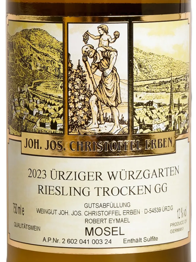 Этикетка Joh. Jos. Christoffel Erben Urziger Wurzgarten Riesling trocken GG 2023 0.75 л