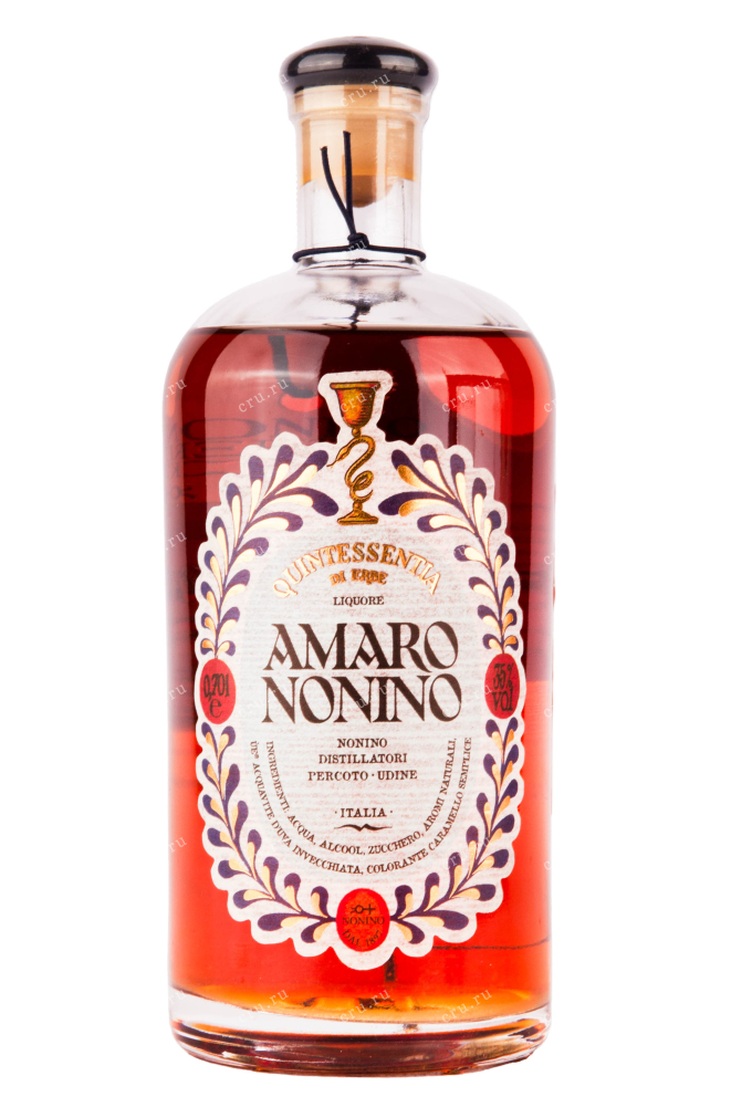Бутылка ликера Куинтессенциа Амаро Нонино в подарочной коробке с 2 бокалами 0.7 л