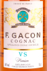 Этикетка F.Gacon, VS Premium 2019 0.7 л