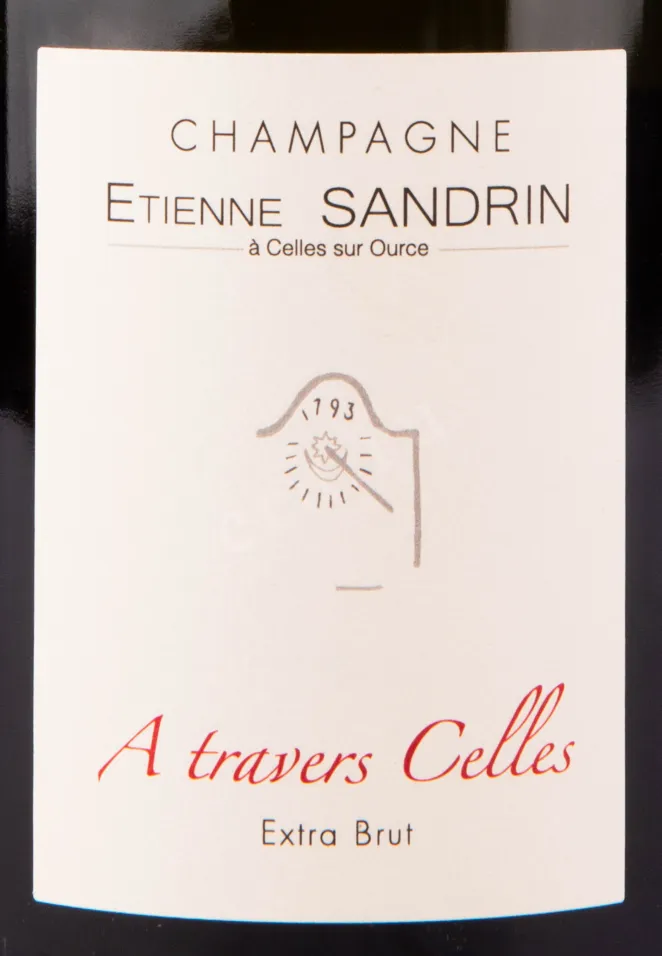 Этикетка игристого вина Etienne Sandrin A Travers Celles 0.75 л
