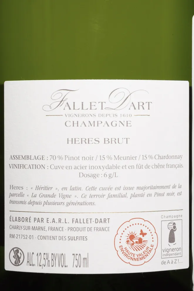 Контрэтикетка Fallet Dart Heres 2018 0.75 л