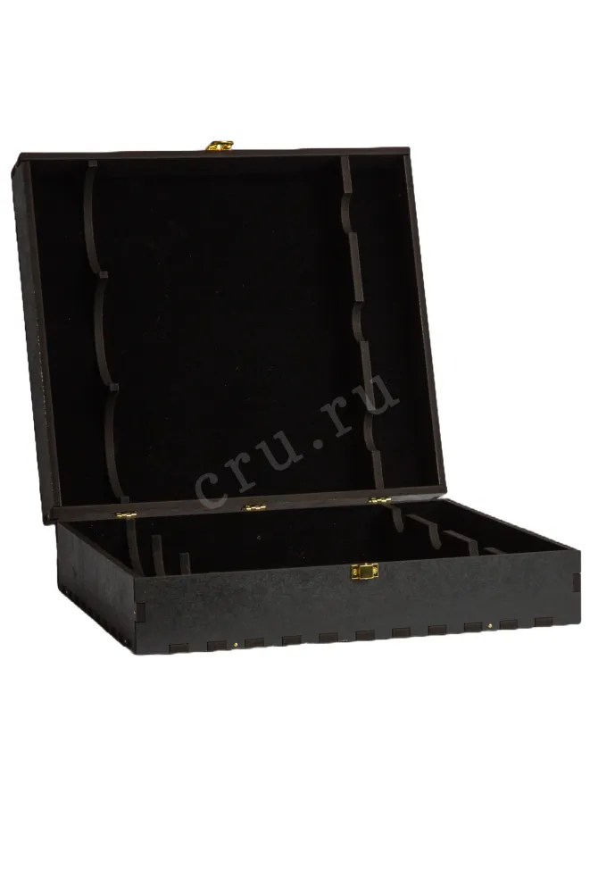 Gift Black Wooden Box For Three Bordeaux Bottles