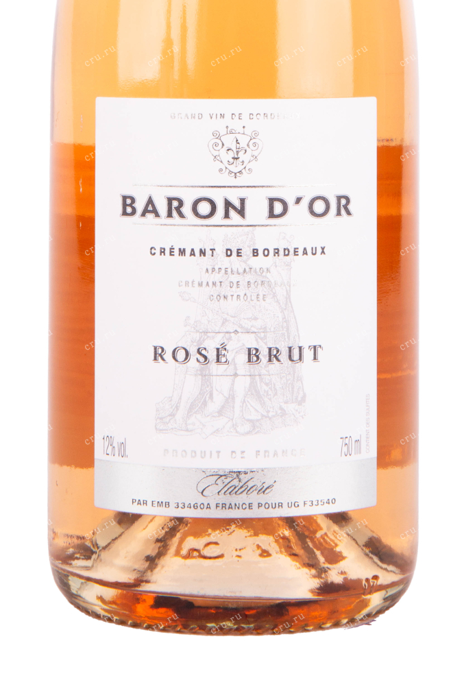 Этикетка игристого вина Baron d'Or Brut Cremant de Bordeaux AOC 0.75 л