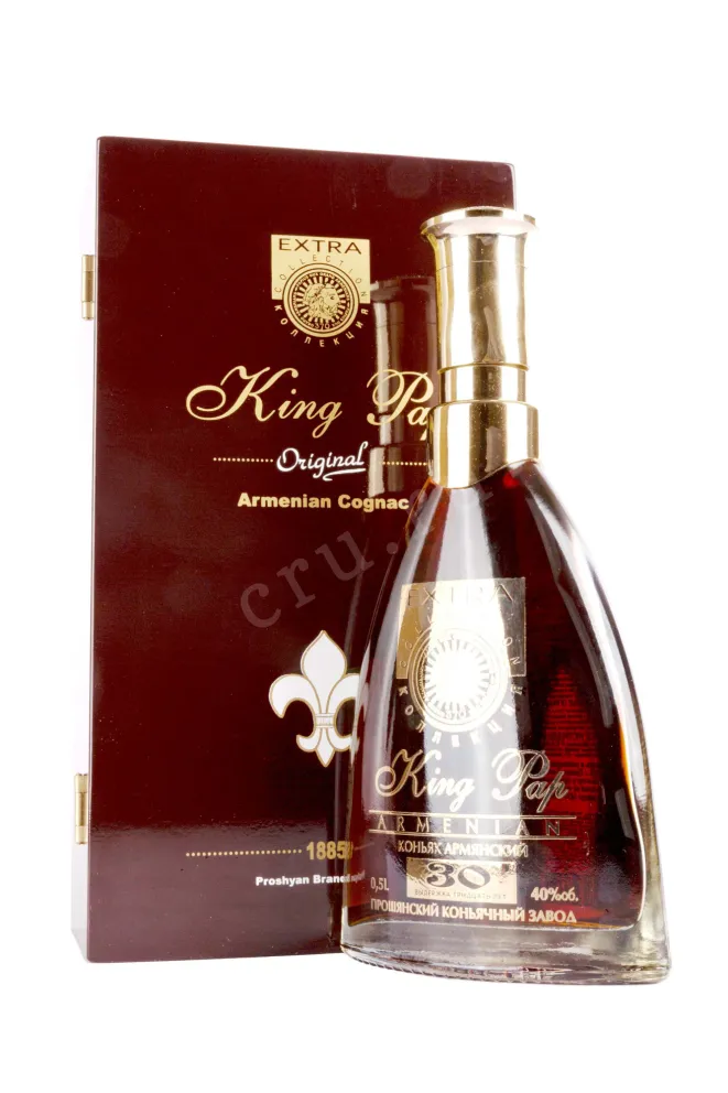 Коньяк Царь Пап Экстра 30 летний в деревянной упаковке  0.5 л
