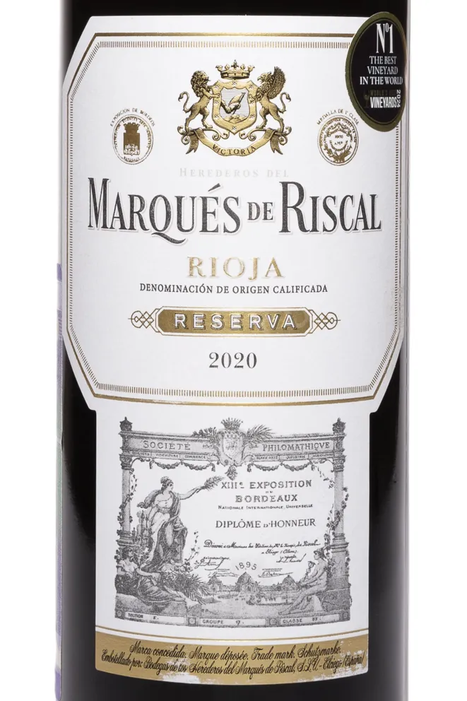 Этикетка Herederos del Marques de Riscal Reserva 2020 0.75 л