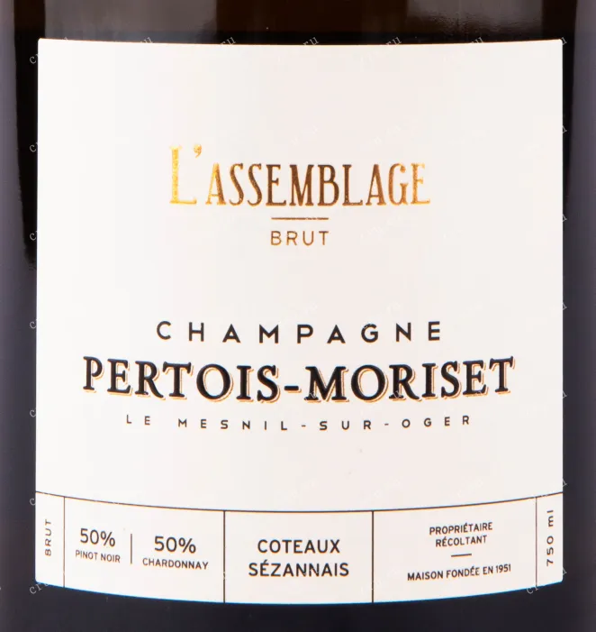 Этикетка игристого вина Pertois-Moriset L'assemblage Coteaux Sezannais 0.75 л