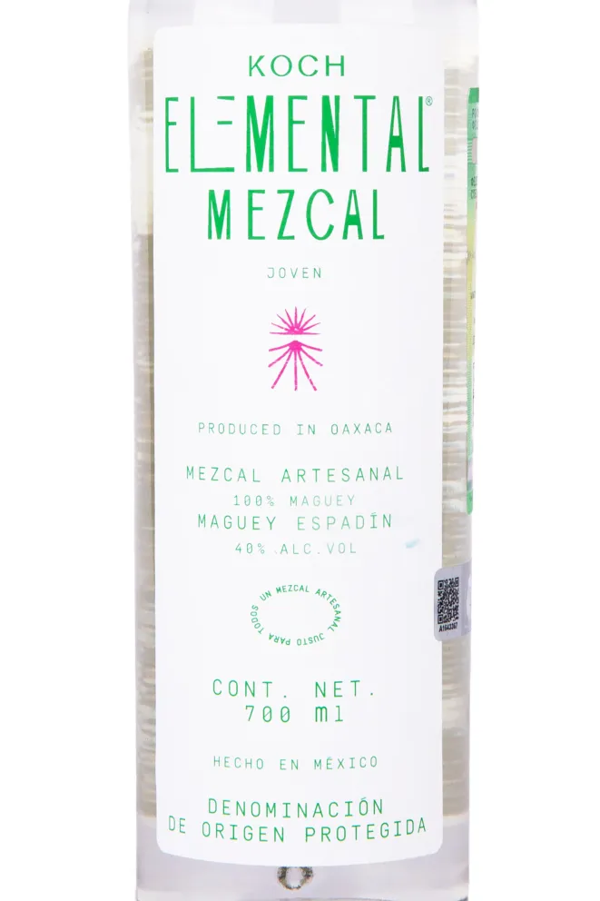 Этикетка Koch El Mezcal Artesanal Espadin Elemental 0.7 л