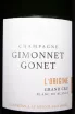 Этикетка Gimonnet Gonet L'Origine Blanc de Blancs Grand Cru Champagne in wooden box 2021 3 л