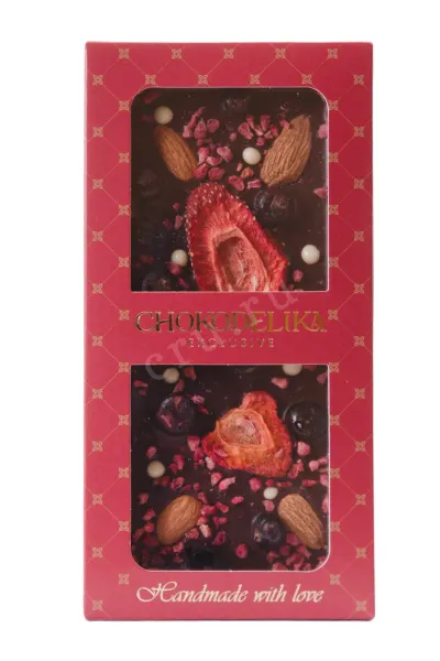 Шоколад Чокоделика тёмный с украшением Миндаль, Смородина, Малина 100 г