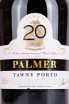 Этикетка Palmer Tawny Porto 20 Years Old 2002 0.75 л