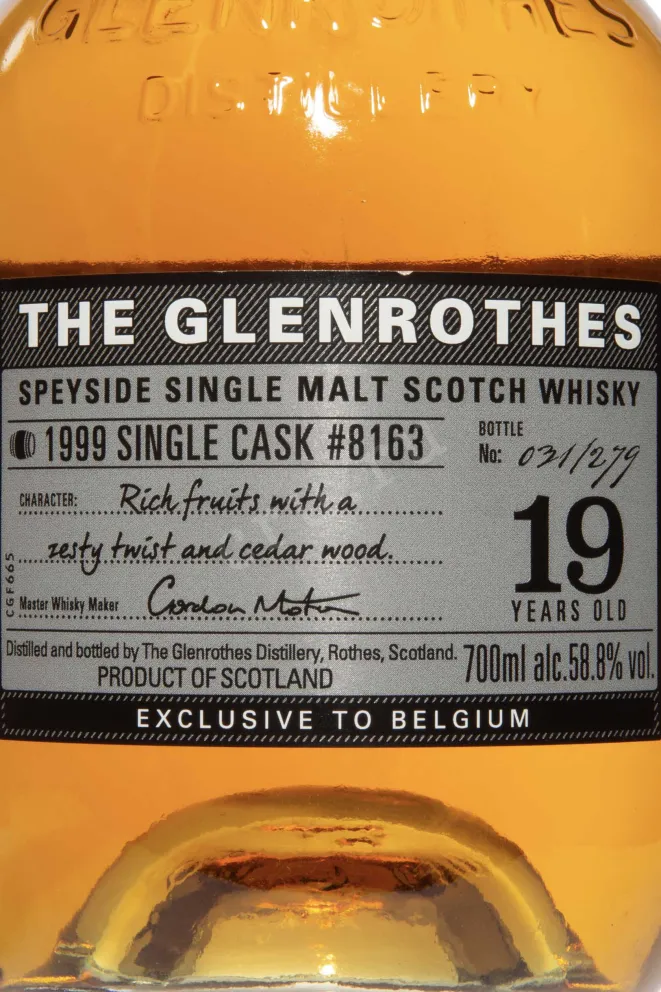 Этикетка The Glenrothes 1999 Speyside Single Malt Single Cask 19 Years Old in gift box 1999 0.7 л