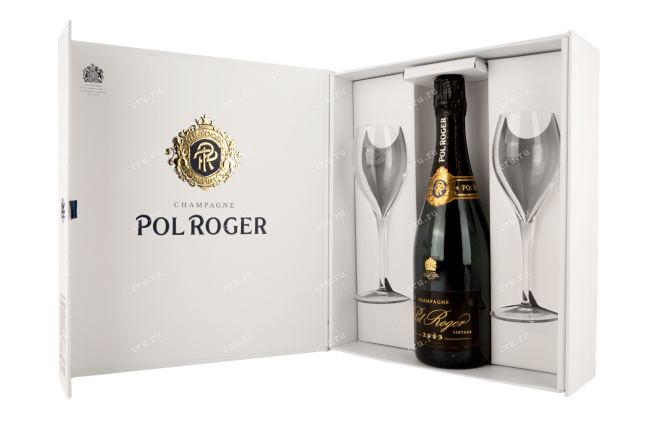 Шампанское Поль Роже Брют Винтаж 0,75 в подарочном наборе с 2 бокалами