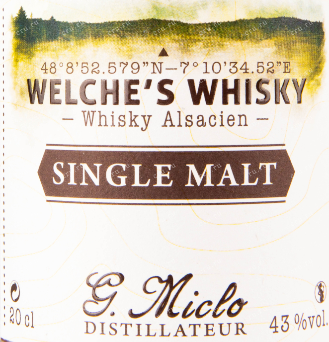 Этикетка виски Welche's Distillery G.Miclo Single Malt 0.2