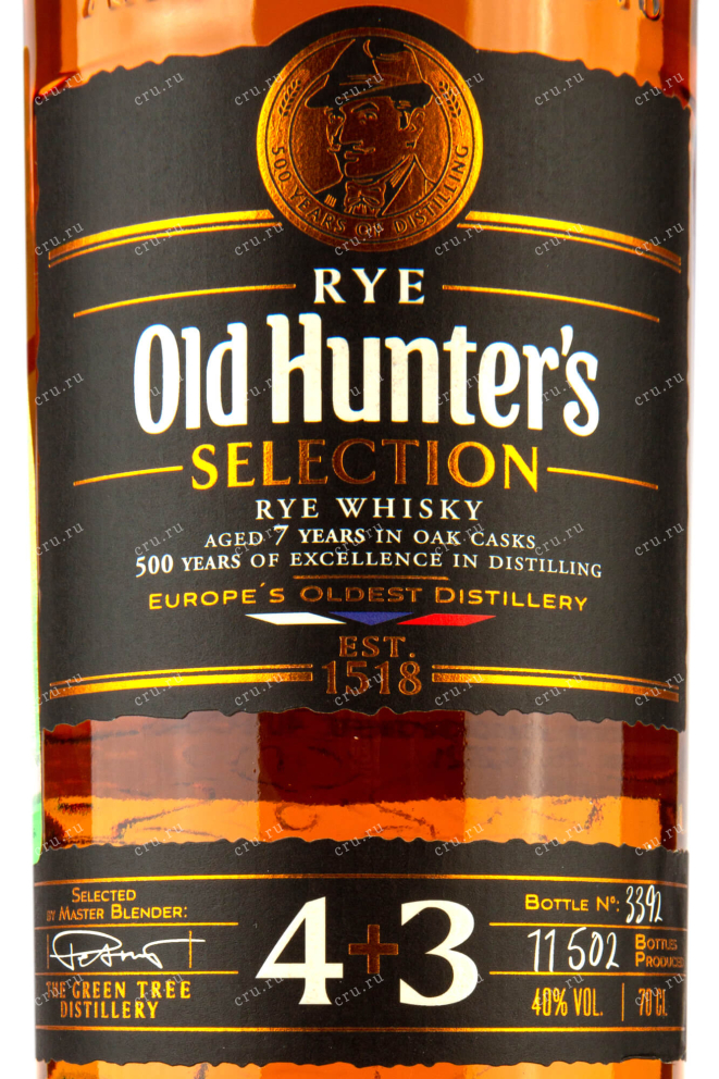 Этикетка Old Hunter's Selection  0.7 л