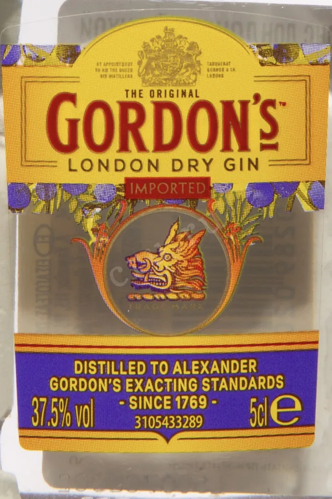 Этикетка Gordon's London Dry 0.05 л