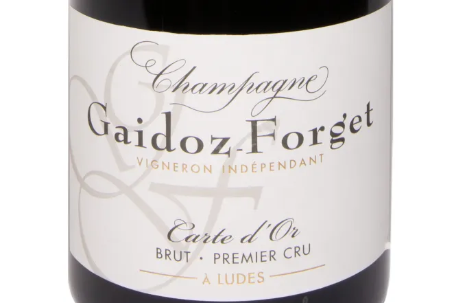 Этикетка Gaidoz Forget Carte d'Or Premier Cru AOC in wooden box 2018 3 л