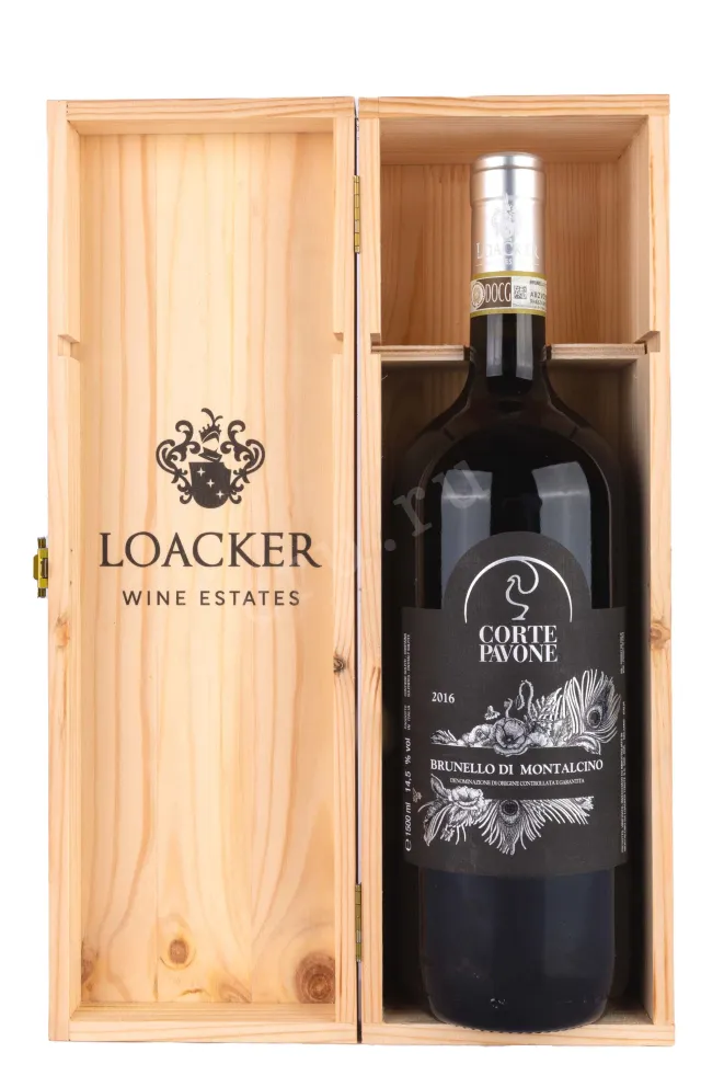 В деревянной коробке Corte Pavone Brunello di Montalcino with wooden box 2016 1.5 л