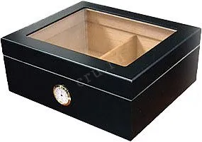 Humidor Aficionado Chalet Glasstop Black 50 Cigars