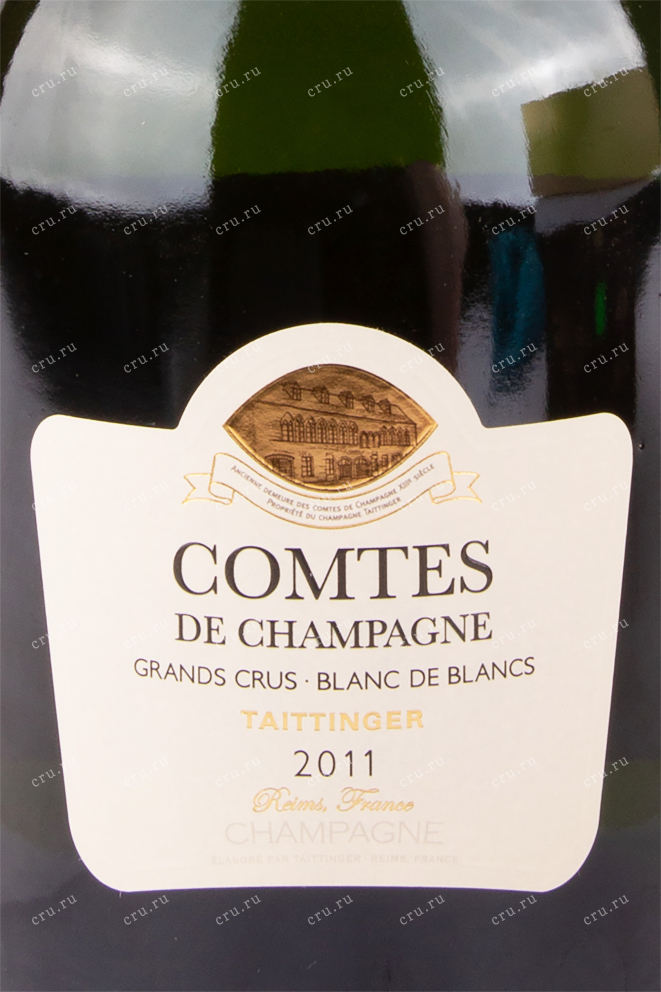 Этикетка игристого вина Taittinger Comtes de Champagne Blanc de Blancs Brut 0.75 л